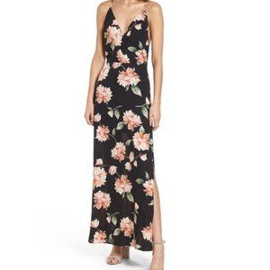 Lush Black Maxi Dress with Beautiful Floral Print